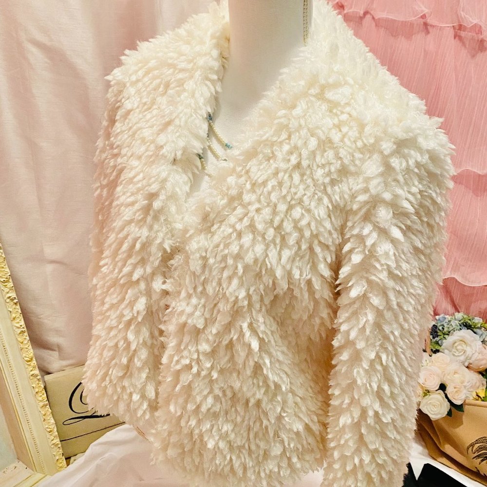 Faux Fur Jacket Plush Dressy Jacket White